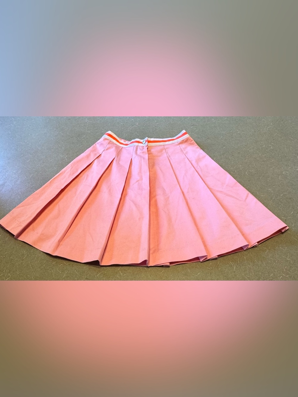 Jacadi Paris Pink Pleated Skirt Girls Size 12 Orange Stripe Preppy